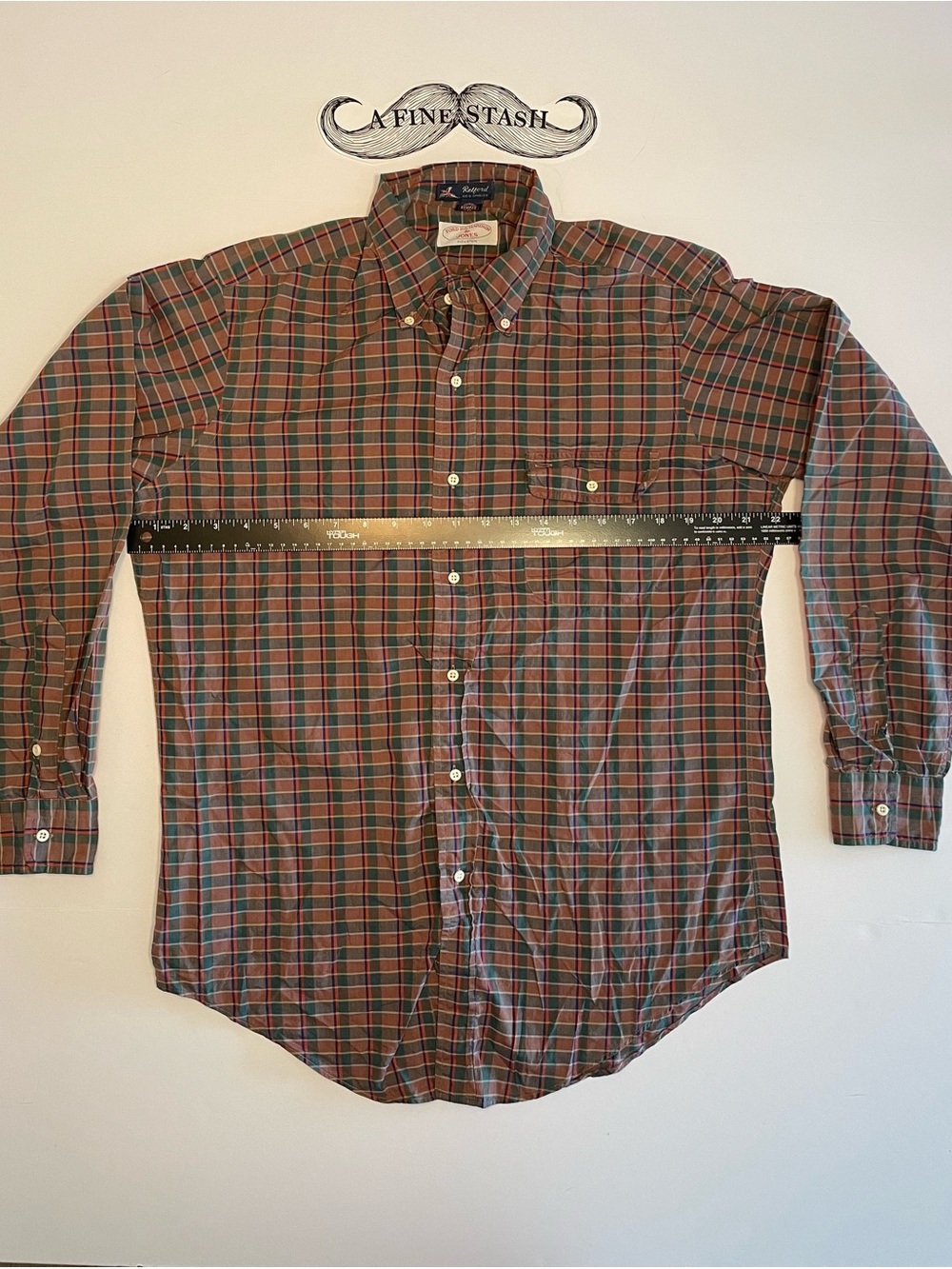 Vintage 80s Kenneth Gordon Retford Plaid Shirt M Men's Houston Texas USA